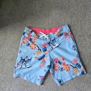 DC Blue and Pink Floral Swim Trunks